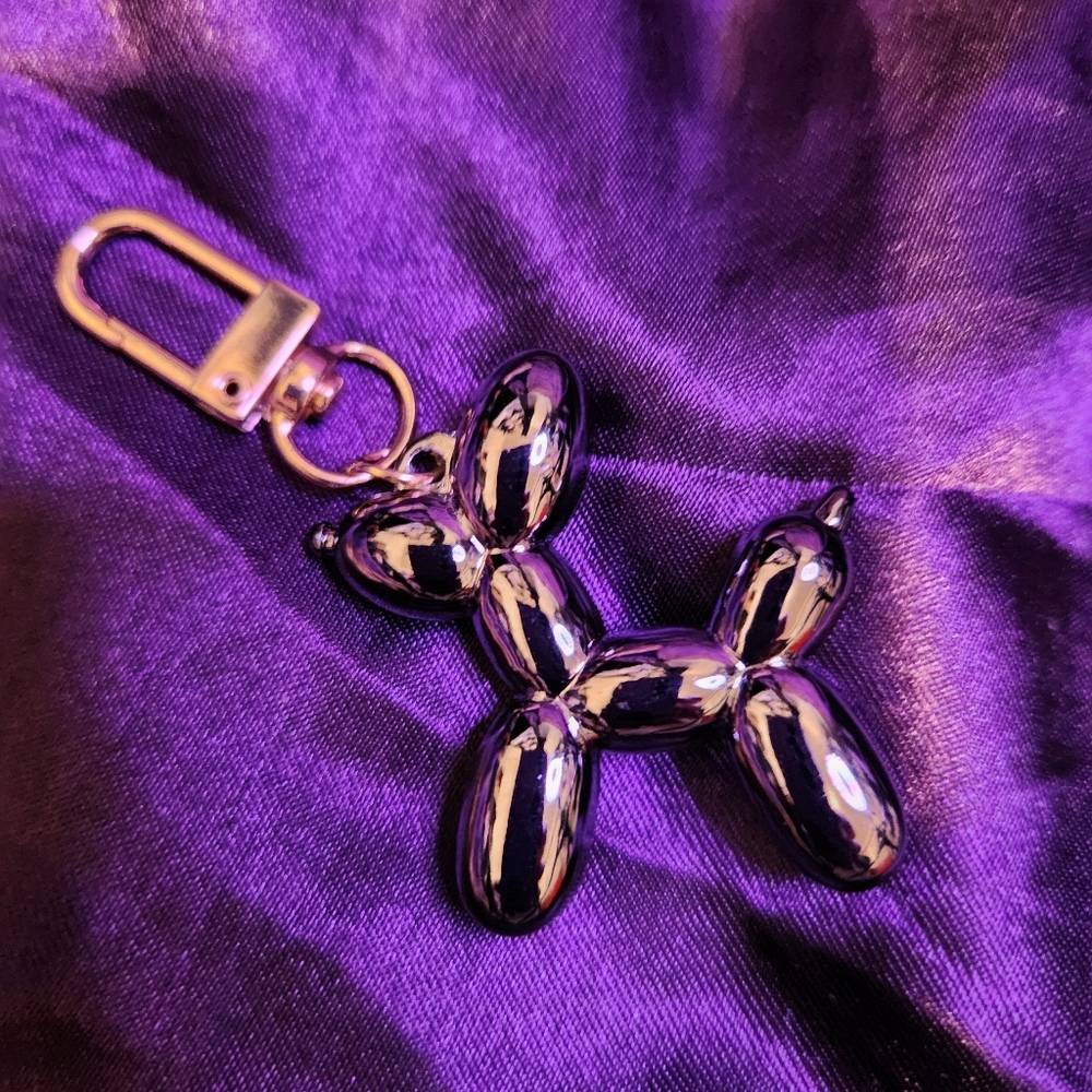 Gunmetal Balloon Dog Bag Charm/Keychain